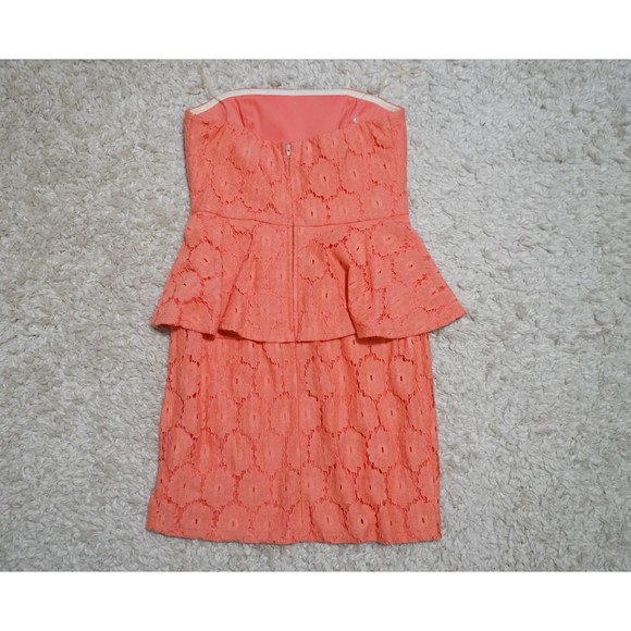 NEW! A Byer Strapless Coral Floral Peplum Dress Size 7 Juniors - Picture 3 of 6